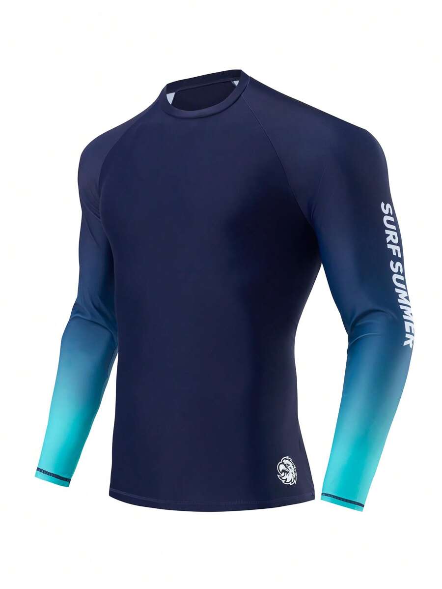 Manfinity KASUA Men's Letter Print Raglan Sleeve Surf T-Shirt Man Swim Trunks, Hawaiian