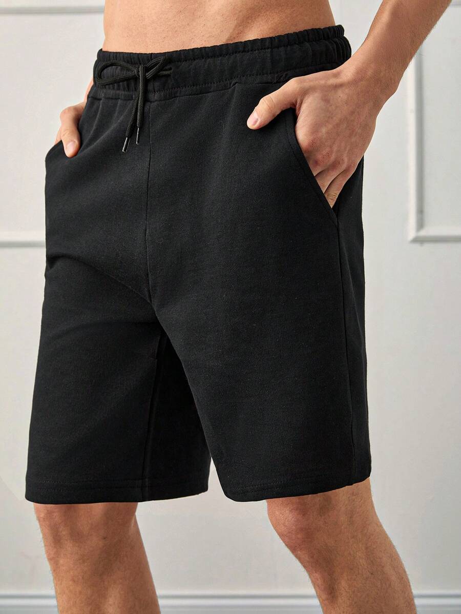 EURMUSE Men's Solid Color Short Sleeve Simple Casual T-Shirt, Fashionable Daily Wear - Black - View 1