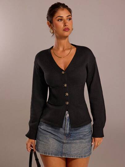 Forever 21 Fall&Winter V-Neck/Color/Fitted/Funny /New Years Eve/Party Women/Long Sleeve/New Years/Women Cardigan Sweater/Christmas Sweater/Women/ Y2k/Street Wear Women/Knitted Women Sweater