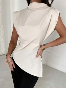 Firerie Elegancka, minimalistyczna, wyrafinowana bluzka damska do pracy w biurze z falbaniastym brzegiem, odpowiednia na wiosnę i lato