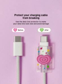 THE POWERPUFF GIRLS X SHEIN 花朵、泡泡、毛茛图案充电线保护套，Y 2 K，情人节