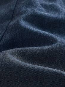 SHEIN MOD Women's Plaid Patchwork Cold Shoulder Ruffle Neckline & Hem Dress - Blue - View 6