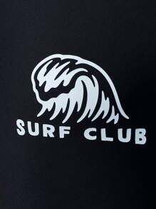 Manfinity Swimmode Men's Letter Print Color Block Raglan Long Sleeve Surfing T-Shirt Man Swim Trunks - Multicolor - View 5