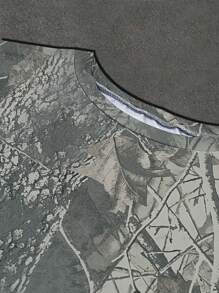 INAWLY Áo thun nữ cổ tròn in hình cành cây rộng rãi, thả vai thường ngày - Nhiều màu - Xem 4