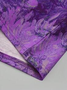 PAVTROS Manfinity Streetrush Men's Blue Sunflower Letter & Horse Icon Print Zip Up Shirt , Men Rave Shirt , Streetwear Shirts - Multicolor - View 5