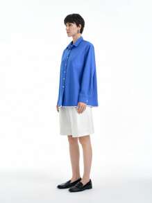 SHEIN Clasi Women's New Casual Loose High-Quality Long Sleeve Shirt Fall Cloth For Women - Blue - View 4
