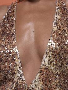 MUSERA 露背亮片蝴蝶结装饰吊带迷你连衣裙，性感迷人，适合夏季度假、海滩度假、波西米亚风情、节日庆典、锐舞派对、约会、生日派对等各种场合。 - 黑色和金色 - 查看 6