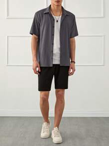 RueChic Conjunto de Camisas regulares para hombres con estampado gráfico por todo el diseño