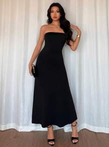 Selianne 女士优雅 2 件套：金属花卉网眼斗篷和连衣裙 - 黑色 - 查看 3