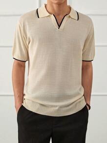 RueChic Polo en tricot uni décontracté pour homme