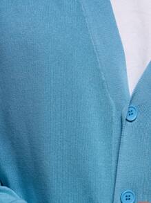 Musero 男士双层V领针织长袖上衣 - 淺藍色 - 查看 6