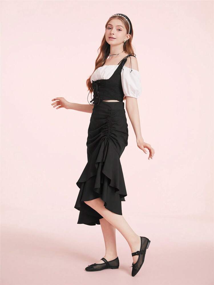 CUCCOO DOLLMOD Zapatos planos tipo Mary Jane de mujer, de malla negra, con lazo decorativo, cómodos y casuales