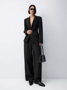 LYSMO 2025 New Arrival Spring/Summer Funnel Waist Fitted Suit - Black - View 6