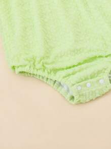 SHEIN 2pcs/Set Infant Girls' Casual & Elegant Cute 3D Floral Embroidery Bodysuit, Spring/Summer - Multicolor - View 6