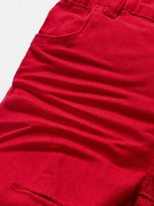 Young Boy Ripped Hems Casual Versatile Denim Jeans - Red - View 4