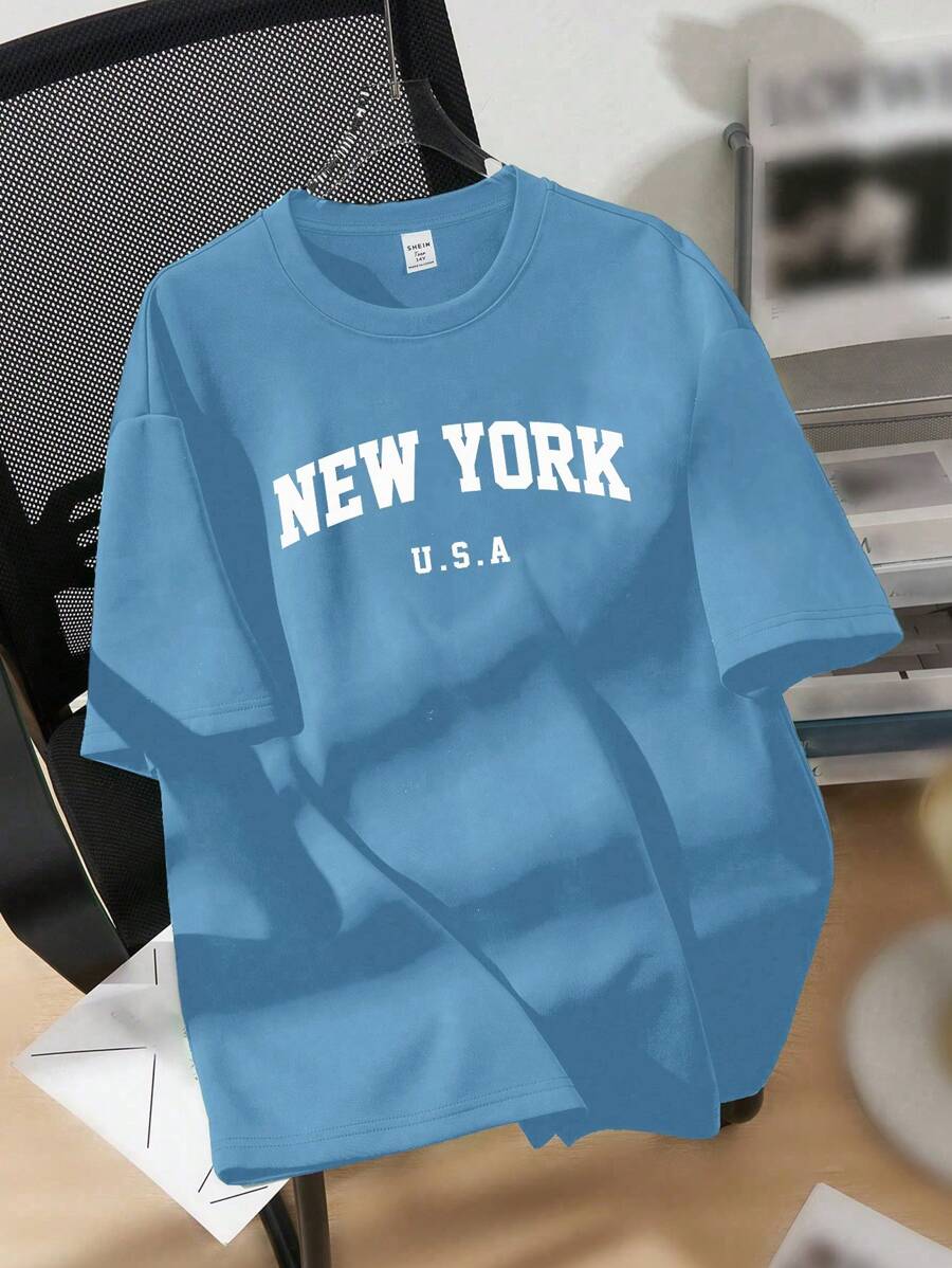 青少年男孩休闲图案印花短袖 T 恤，适合夏季