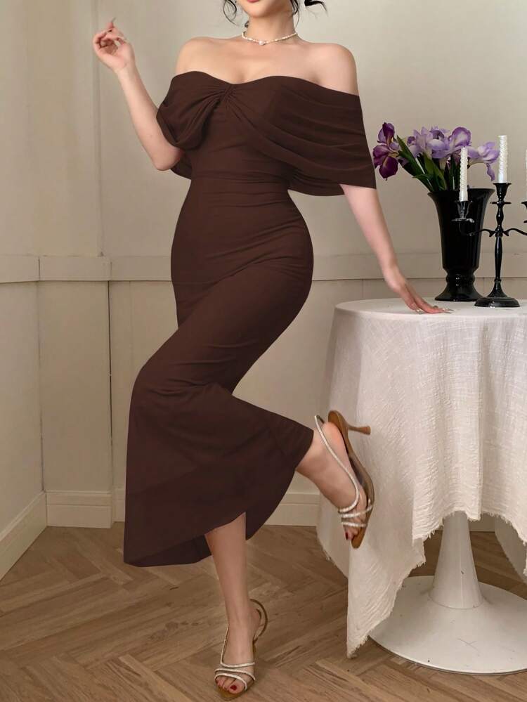 Summer Muslin Dress With Draped Design, Mesh Patchwork And Knot Details, Sheer Overlay Ladies Dress, Suitable For Valentine's Day Prom Dress Party Women Sundress Homecoming Dresses