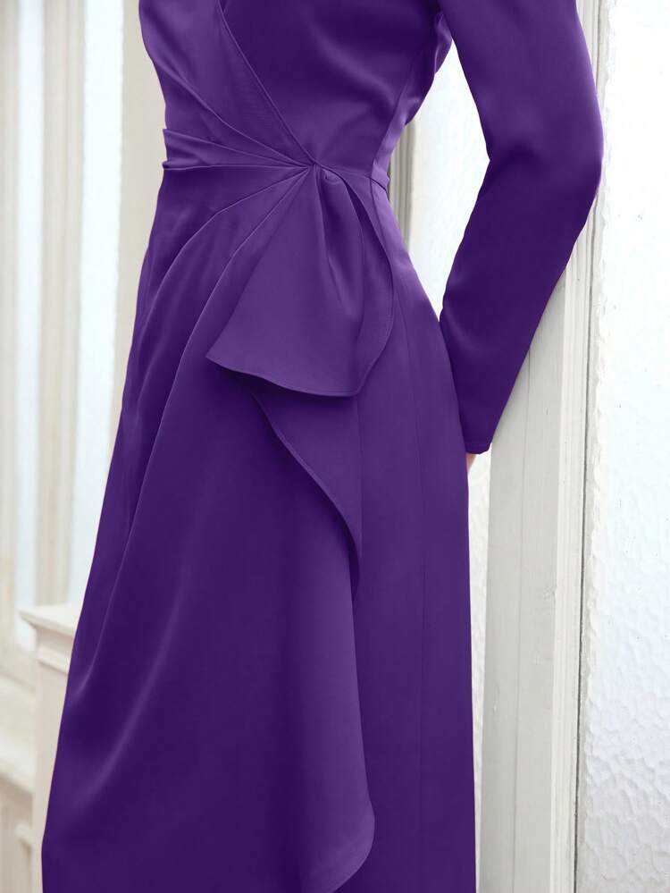 FOLD PLEATED WRAP DRESS