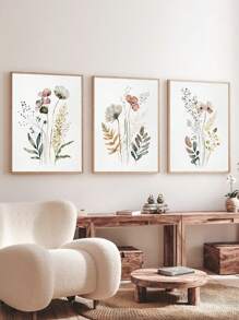 3 套水彩海报、花卉设计画、植物插图艺术版画、自然风格艺术帆布印刷壁画、优雅花卉画、柔和粉彩色系家居装饰、墙壁艺术、房间美学、海报、理想礼物，适用于客厅、卧室、浴室、办公室、咖啡厅 - 彩色 - 查看 14