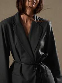 MUSERA Áo khoác blazer oversize thắt lưng dây thừng thanh lịch công sở giản dị mùa hè mùa xuân kỳ nghỉ lễ tốt nghiệp tiệc cưới tiệc sinh nhật khách tiền cũ công việc - Màu xanh lam - Xem 5