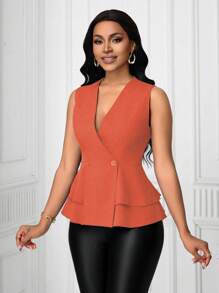 Lyxana Minimalist Sleeveless Solid Color Blouse For Women, Simple Style Suitable For Summer