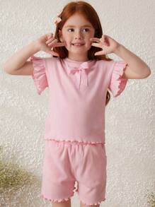 Blossori Conjunto elegante de punto rosa para niñas, para primavera/verano