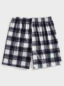 3-Piece Men's Plaid Elastic Waist Lounge Bottom Sleep Shorts Set - Multicolor - View 7