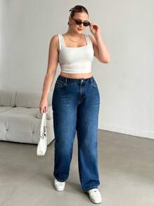 RueChic HIGH WAIST STRAIGHT JEAN STYLE CASUAL - Medium Wash - View 3