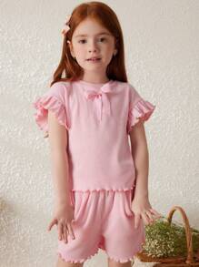 Blossori Conjunto elegante de punto rosa para niñas, para primavera/verano