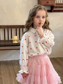 SHEIN LMoss Kids LMoss Young Girls Blouses - Red - View 7