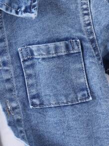 SHEIN Ensemble décontracté d'été pour bébé garçon, jeans bleu clair délavé