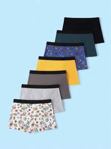 7pcs/Pack Men's Spaceship Print Boxer Briefs - Multicolor - View 2