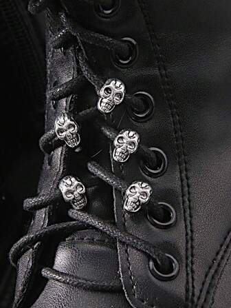 6 pièces Accessoires décoratifs à tête de crâne gothique hip-hop à double face, décoration et artisanat pour la maison, décoration de chaussures DIY