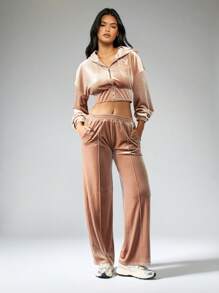 Missguided x Playboy X Velvet Rhinestone Sweatpants Joggers Loungewear Athletic Pants Soft Plush Cozy Fall Winter Tracksuit Bottoms Athleisure Workout