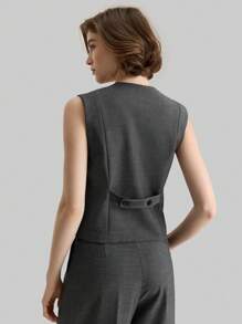 Ontre Women Solid Color Sleeveless Casual Tops, Minimalist Fashion For Everyday Wear - Grey - View 4