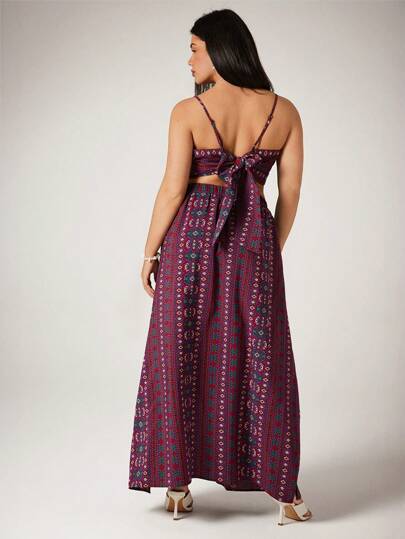 SHEIN VCAY 2pcs Set Plus Size Women Summer Floral Print Cropped Camisole And Long Midi Skirt Vacation Two Pieces Set Summer Vacation Outfits Woman Spring Western Birthday Outfits For Women Boho Women Clothing Rave Old Money Going Out Outfits Teacher Outfits For Women Brunch Outfits For Women Fairycore Beach Vacation Beach Vacation Elegant Business Casual Woman Fairycore Cute Country Office Outfits For Women Work Graduation Wedding Guest