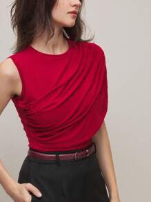 BizChic Red Women's Casual Off Shoulder T-Shirt, No Wrinkle, Suitable For Spring And Summer - Red - View 3