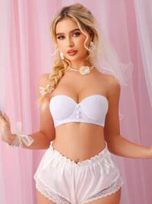 Wedding Strapless Non-Slip Non-Falling Invisible Backless Minimizer Bra, Lift And Enhance Small Bust, One Piece - White - View 6