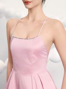 Poshira Vestido de novia elegante de estilo burbuja, vestido para invitada de boda con bajo estilo burbuja en color rosa, moda minimalista, adecuado para festival de música de verano, primavera/verano, vestido de fiesta, vestido de graduación
