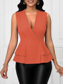 Lyxana Minimalist Sleeveless Solid Color Blouse For Women, Simple Style Suitable For Summer