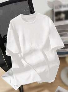 SHEIN Áo thun tay ngắn in họa tiết hoạt hình cho bé trai tuổi teen, phù hợp cho mùa hè - trắng - Xem 2