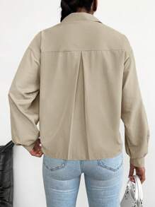 EURMUSE Camisa de algodón de frente con botones y hombros caídos