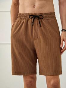RueChic Men Stripe Printed Summer Fashion Regular Short - Camel - View 5