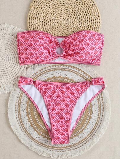 SHEIN Swim Beach Vacation All-Over Print Bikini Set (Random Patterns) For Summer