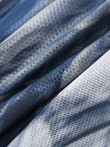 DAZY Vestido midi envolvente con efecto tie-dye para mujer, estilo sexy, vestido elegante de manga larga para primavera y otoño - Azul Marino - Ver 9