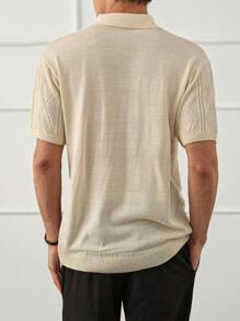 RueChic Camisa polo regular de malha gráfica masculina da moda de verão