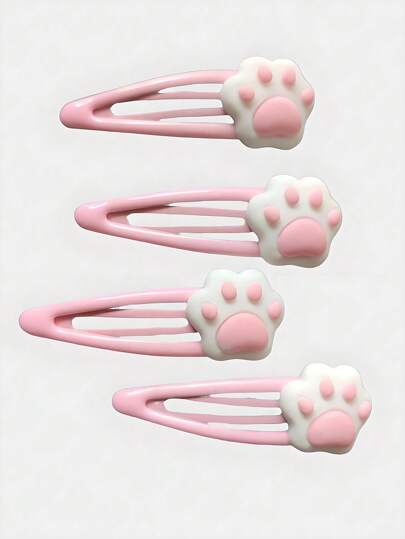 4pcs Paw Decor Hair Clip Cute Claw Clips Hair Claws Hair Barrettes