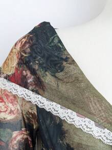 Large Turndown Collar Off Shoulder Twist Long Sleeve T-Shirt, Spring/Summer New Edition Fall Cloth For Women - Green - View 3