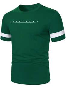 Manfinity Homme 男士休闲撞色字母印花短袖 T 恤