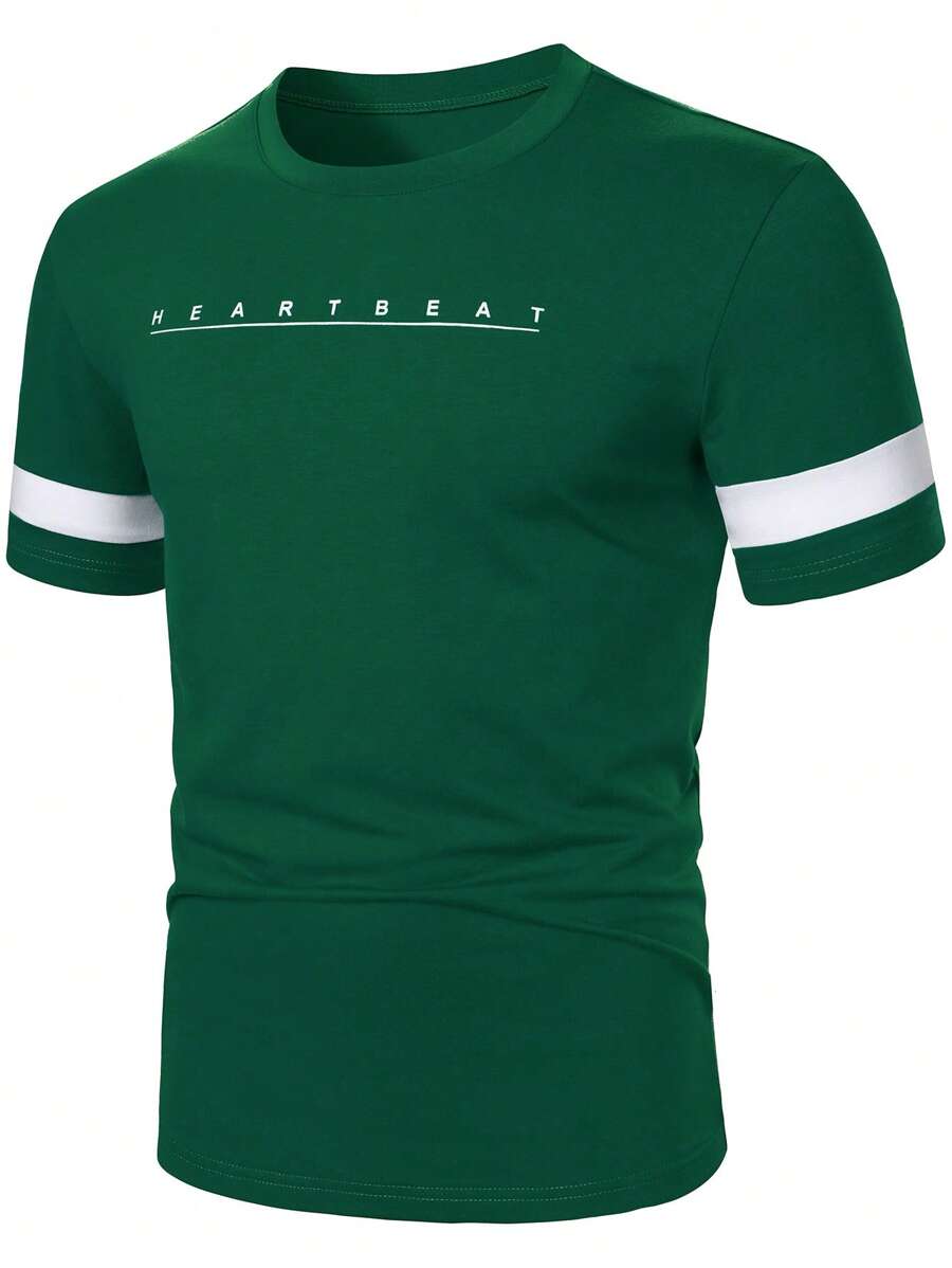 Manfinity Homme 男士休闲撞色字母印花短袖 T 恤